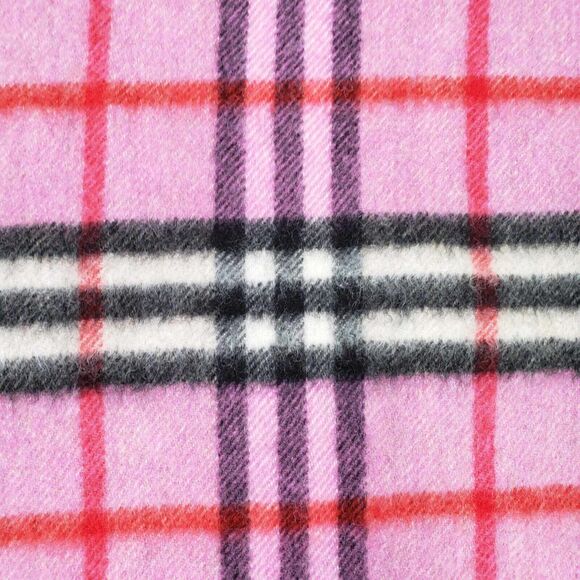 Burberry Scarf Pink Plaid Classic Fringe Scarf Cashmere Classic Nova Check - Picture 4 of 6